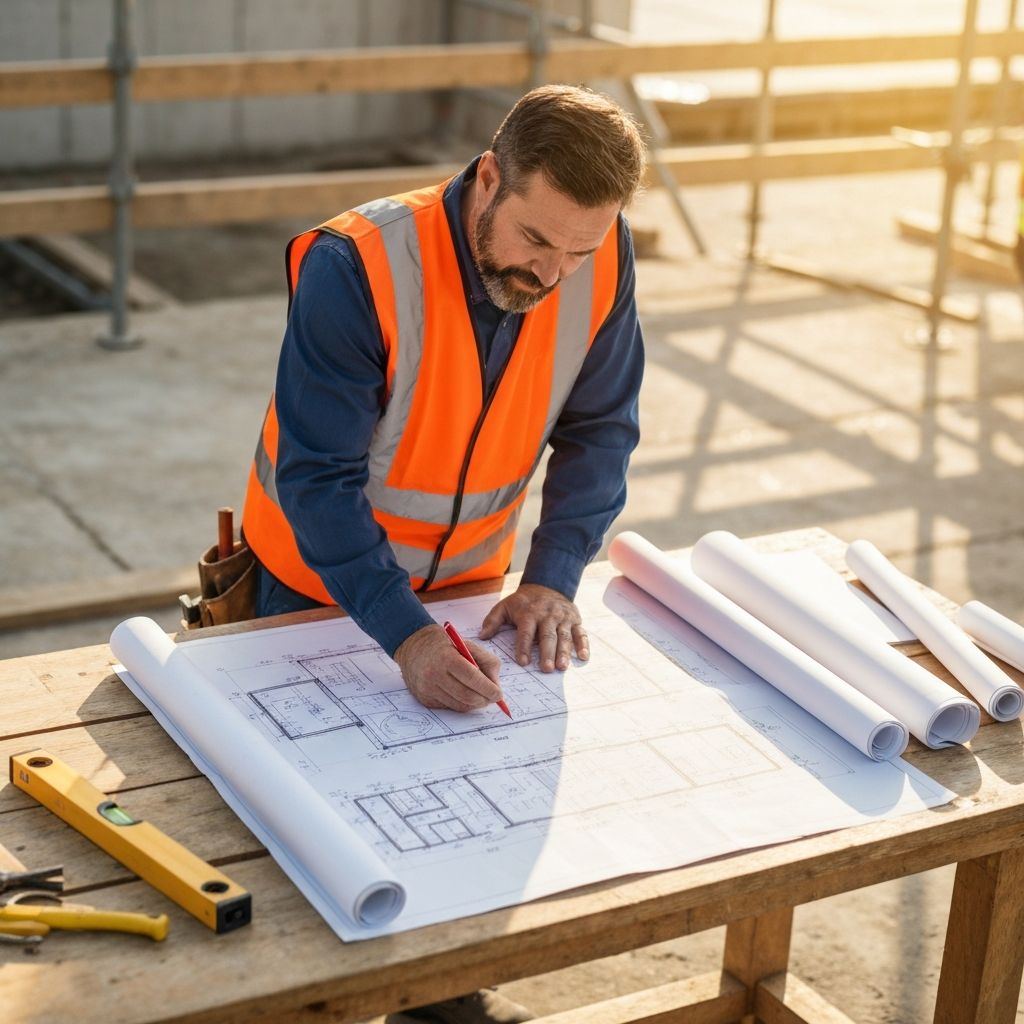 Contractor reviewing plans