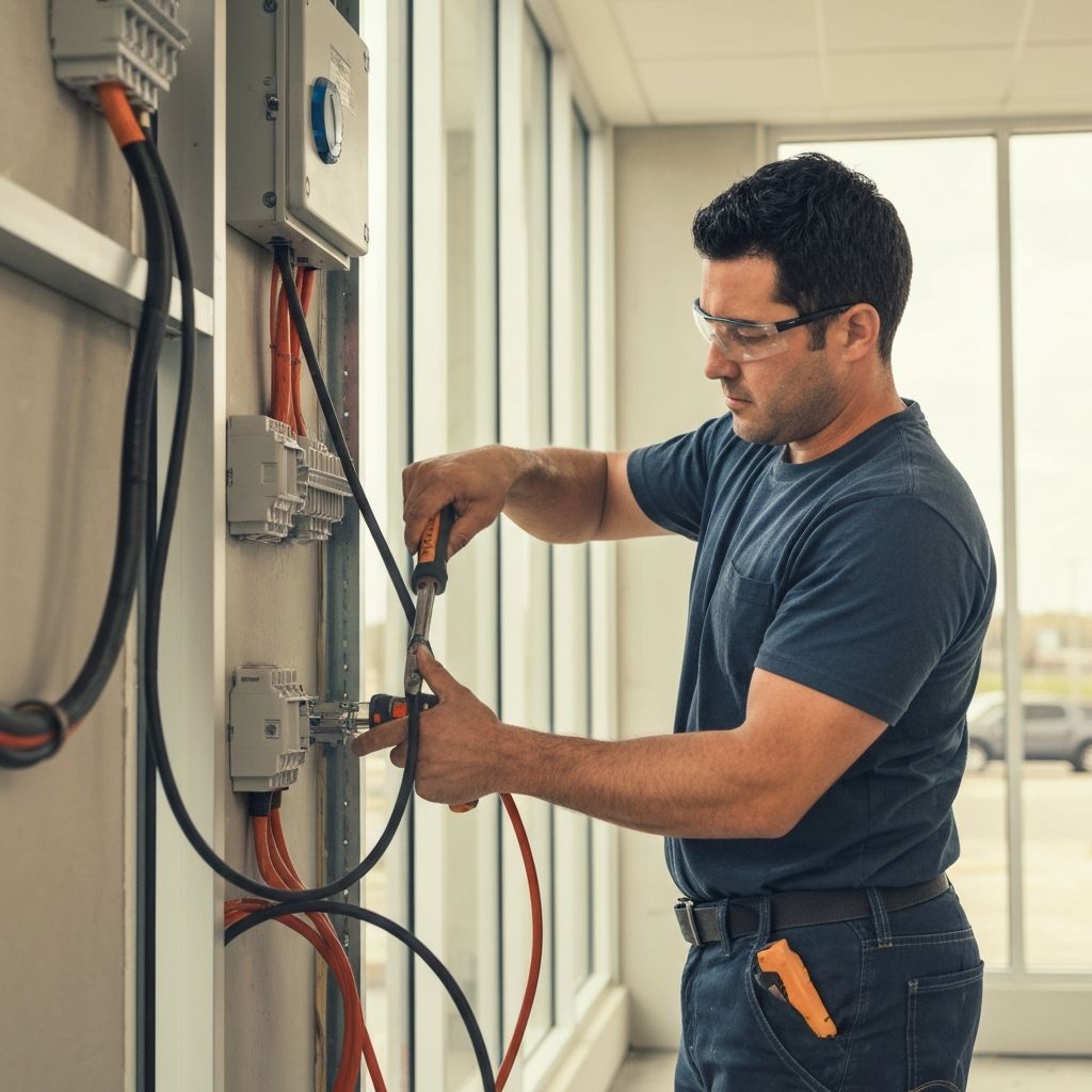 Electrical contractor at work